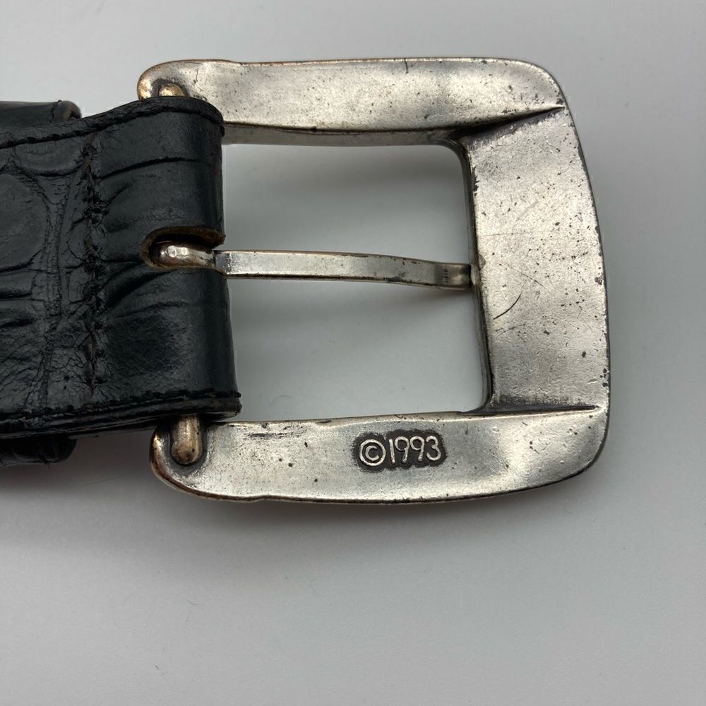 Brighton 1993 Vintage Silver Details Size M 43003 Black Leather Belt - Picture 6 of 12